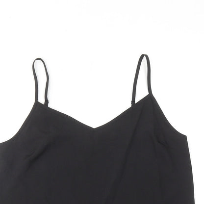 Marks & Spencer Womens Black Polyester Basic Tank Size 10 V-Neck