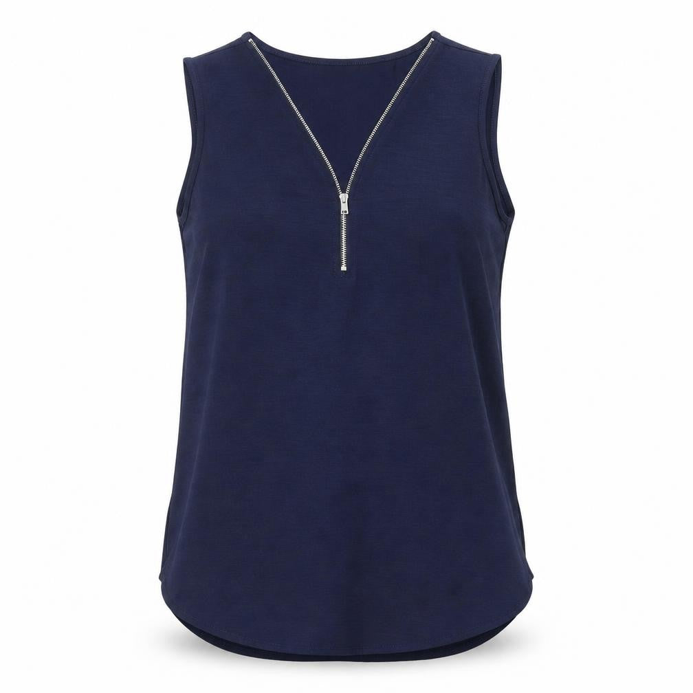 Classic Womens Blue Polyester Basic Blouse Size 12 V-Neck