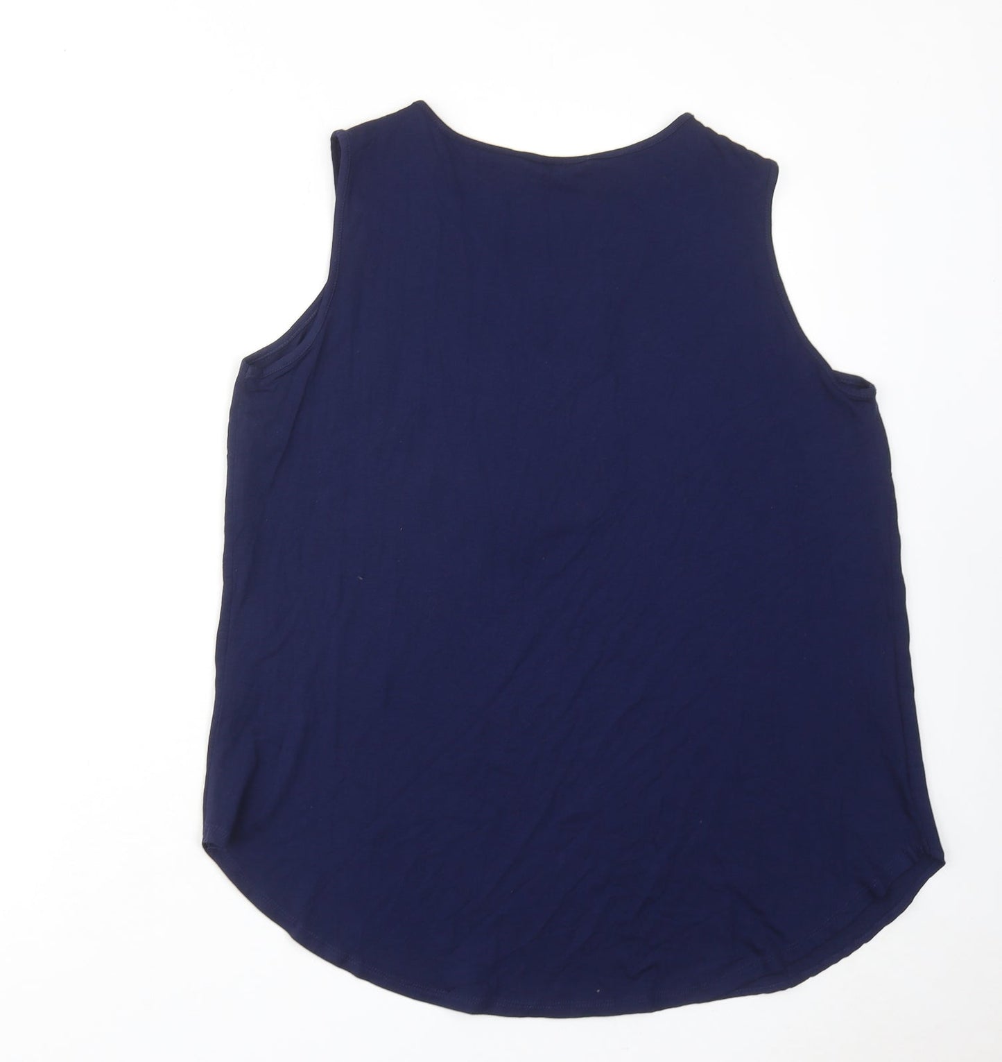 Classic Womens Blue Polyester Basic Blouse Size 12 V-Neck