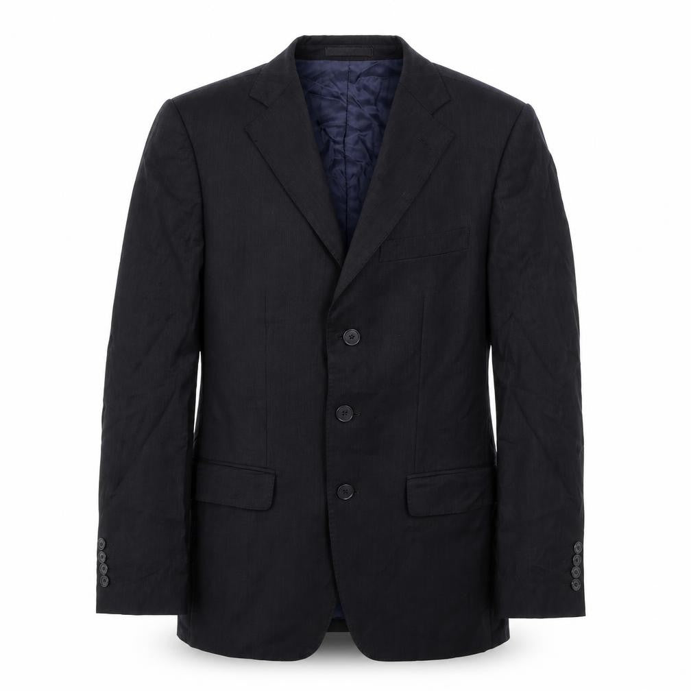 Zara Mens Black Striped Wool Jacket Suit Jacket Size S Regular - Shoulder Pads