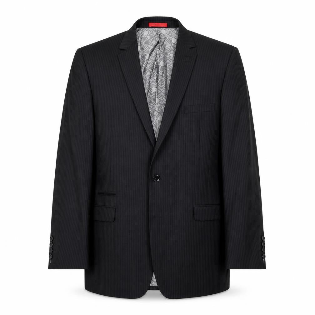 Skopes Mens Black Striped Polyester Jacket Suit Jacket Size 46 Regular - Shoulder Pads