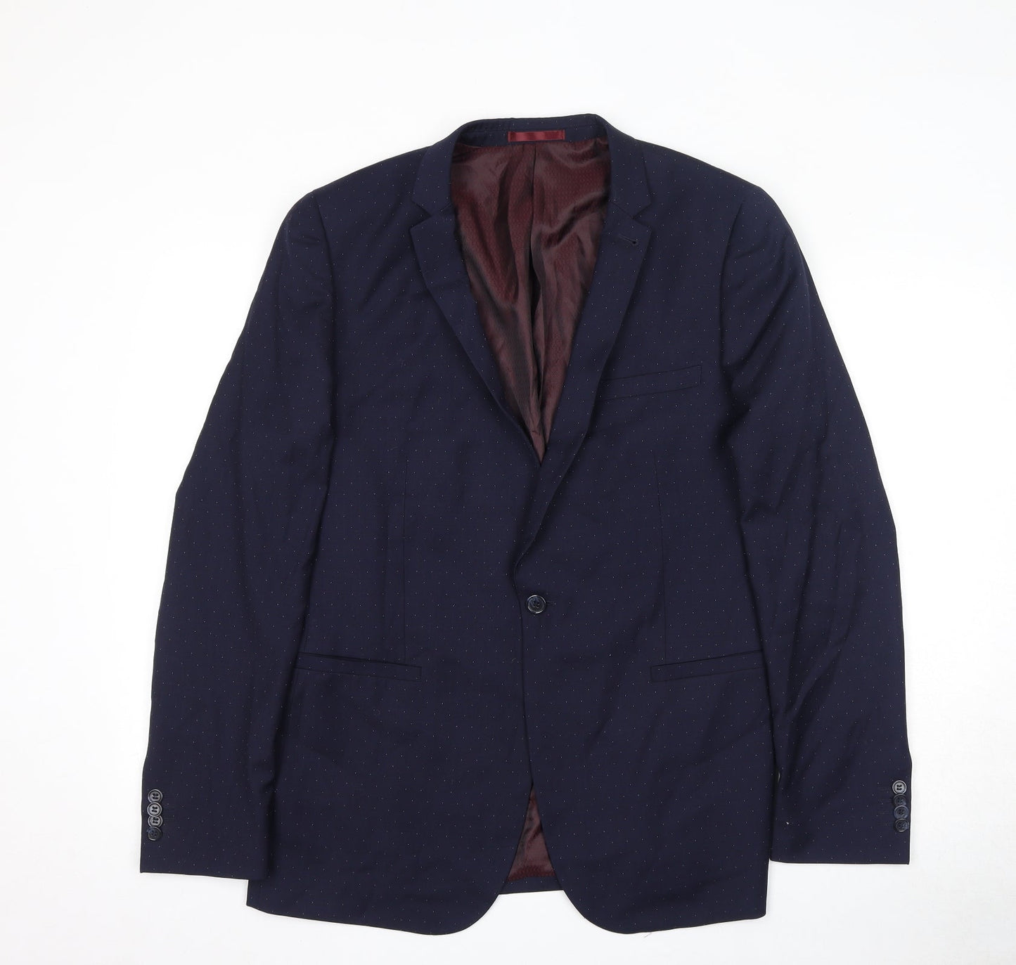 Topman Mens Blue Polyester Jacket Suit Jacket Size 40 Regular
