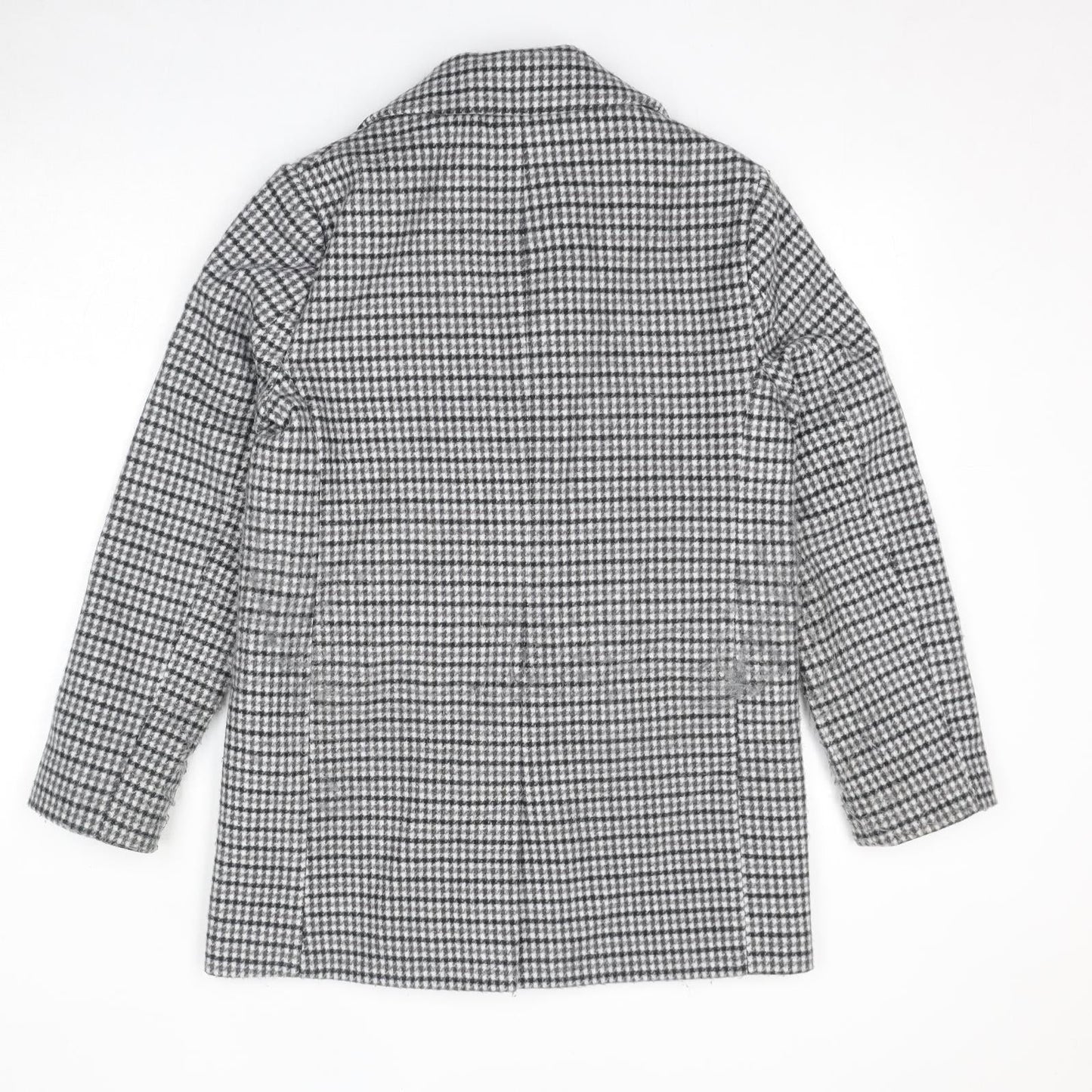 Marks and Spencer Womens Grey Geometric Pea Coat Coat Size 10 Button