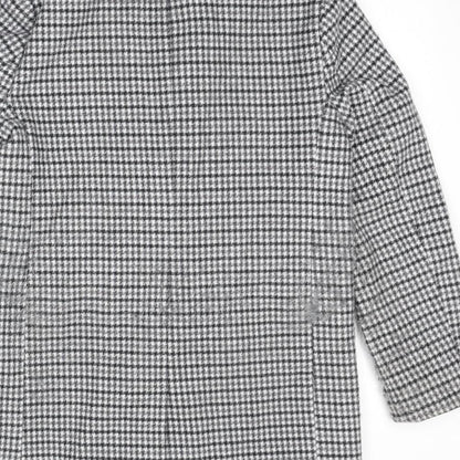 Marks & Spencer Womens Grey Geometric Pea Coat Coat Size 10 Button