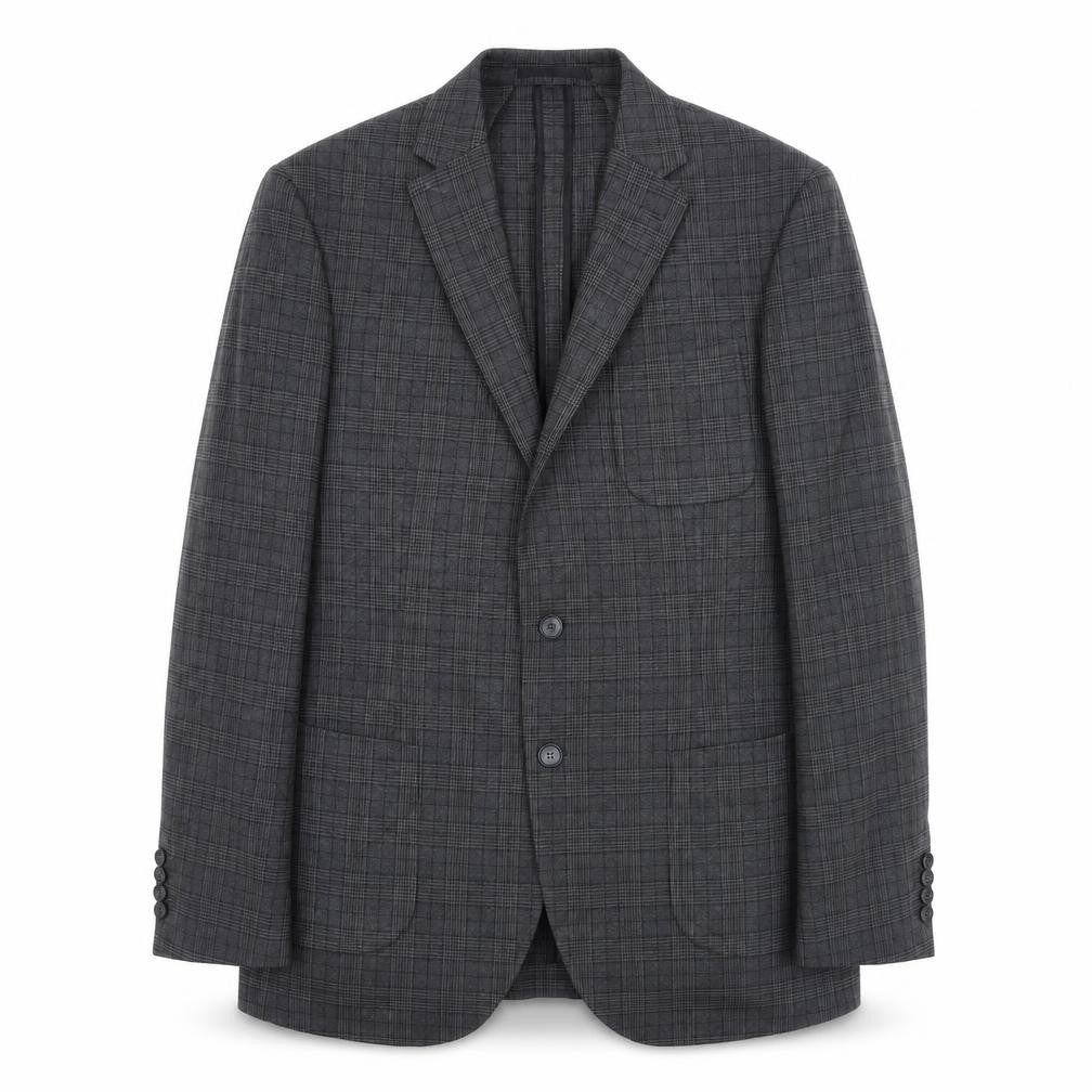 Marks & Spencer Mens Grey Plaid Polyester Jacket Suit Jacket Size 42 Regular