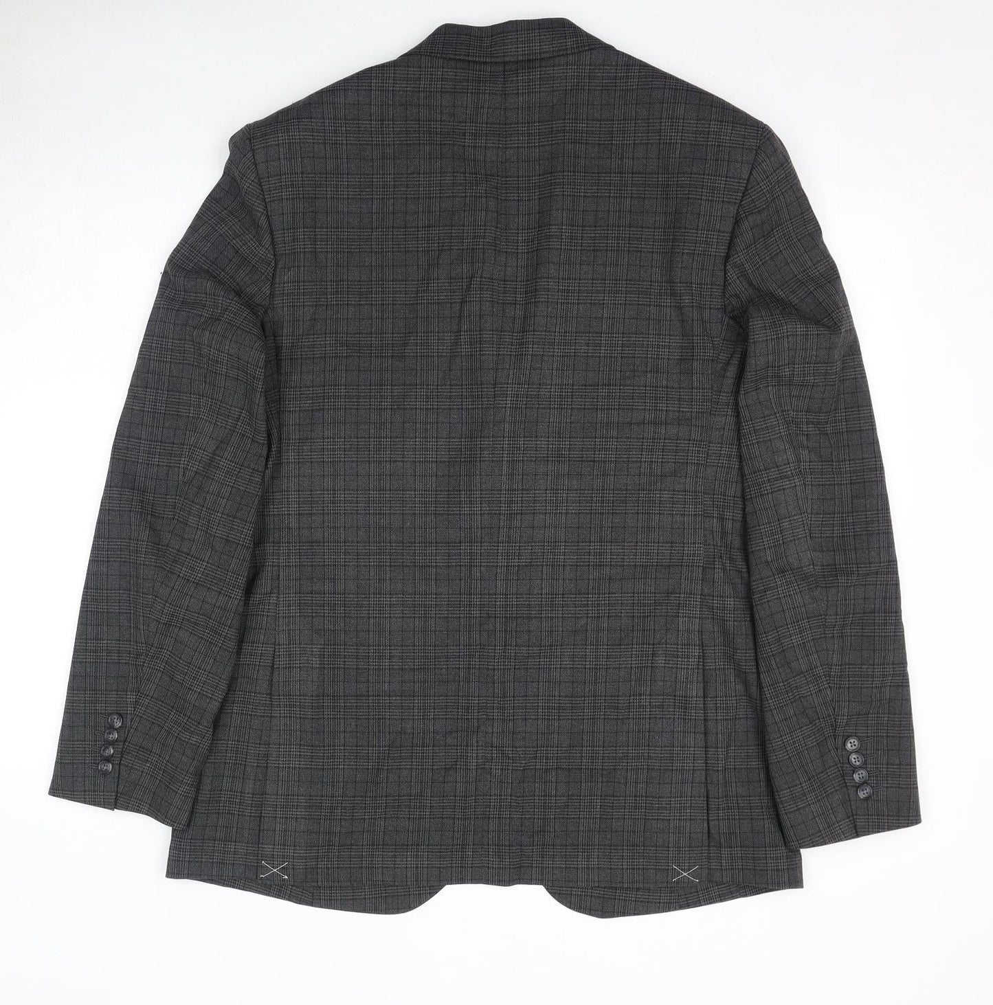 Marks and Spencer Mens Grey Plaid Polyester Jacket Suit Jacket Size 42 Regular