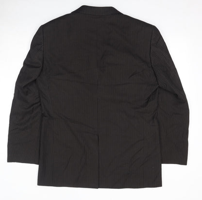 Fellini Mens Brown Striped Polyester Jacket Suit Jacket Size 40 Regular