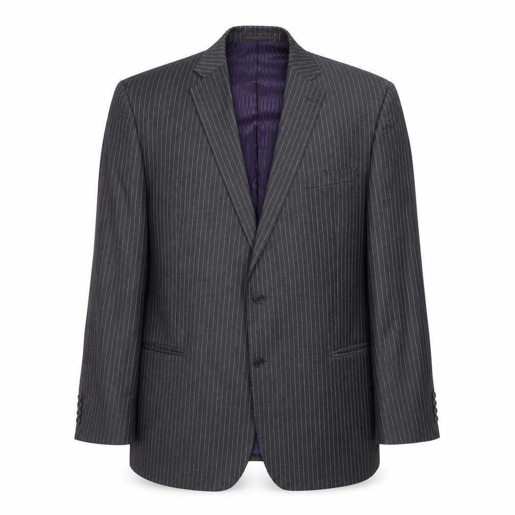 Savoy Taylors Guild Mens Grey Striped Wool Jacket Suit Jacket Size 50 Regular