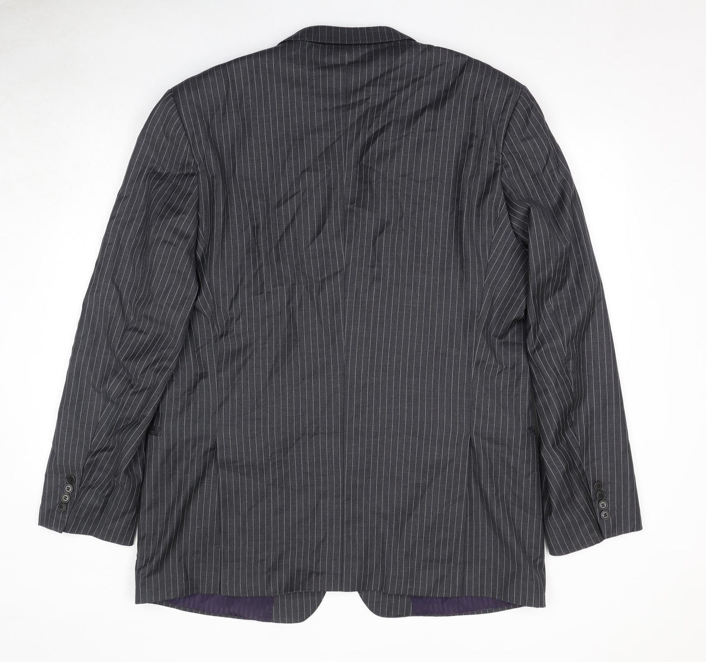 Savoy Taylors Guild Mens Grey Striped Wool Jacket Suit Jacket Size 50 Regular