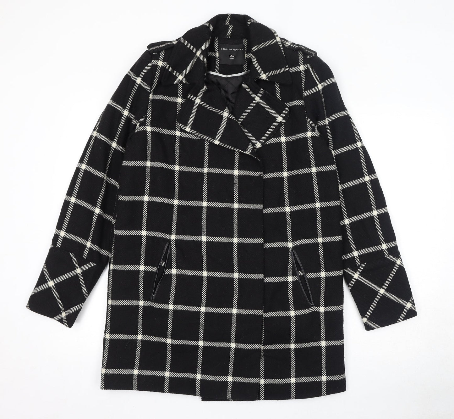 Dorothy Perkins Womens Black Striped Jacket Size 12 Button