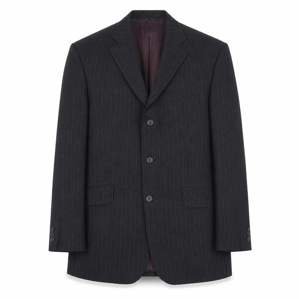 Marks & Spencer Mens Black Striped Polyester Jacket Suit Jacket Size 40 Regular