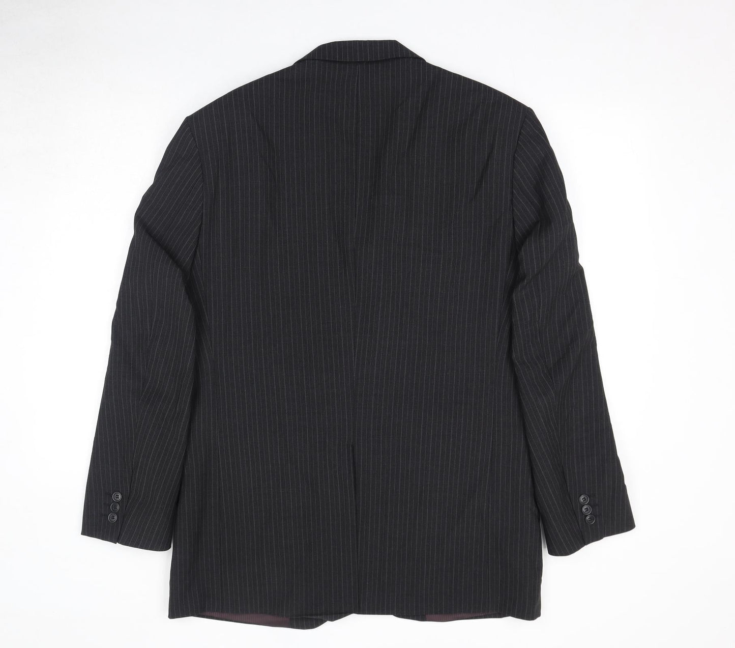 Marks and Spencer Mens Black Striped Polyester Jacket Suit Jacket Size 40 Regular