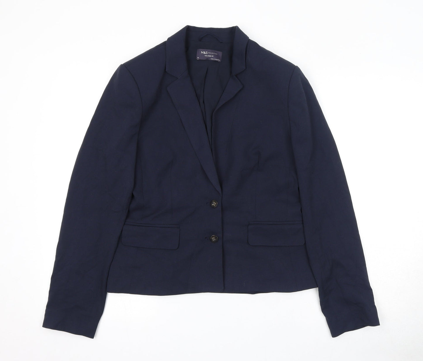 Marks and Spencer Womens Blue Polyester Jacket Suit Jacket Size 10