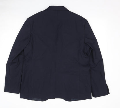 Back view of Autograph men’s blue polyester jacket suit jacket, size 42, regular