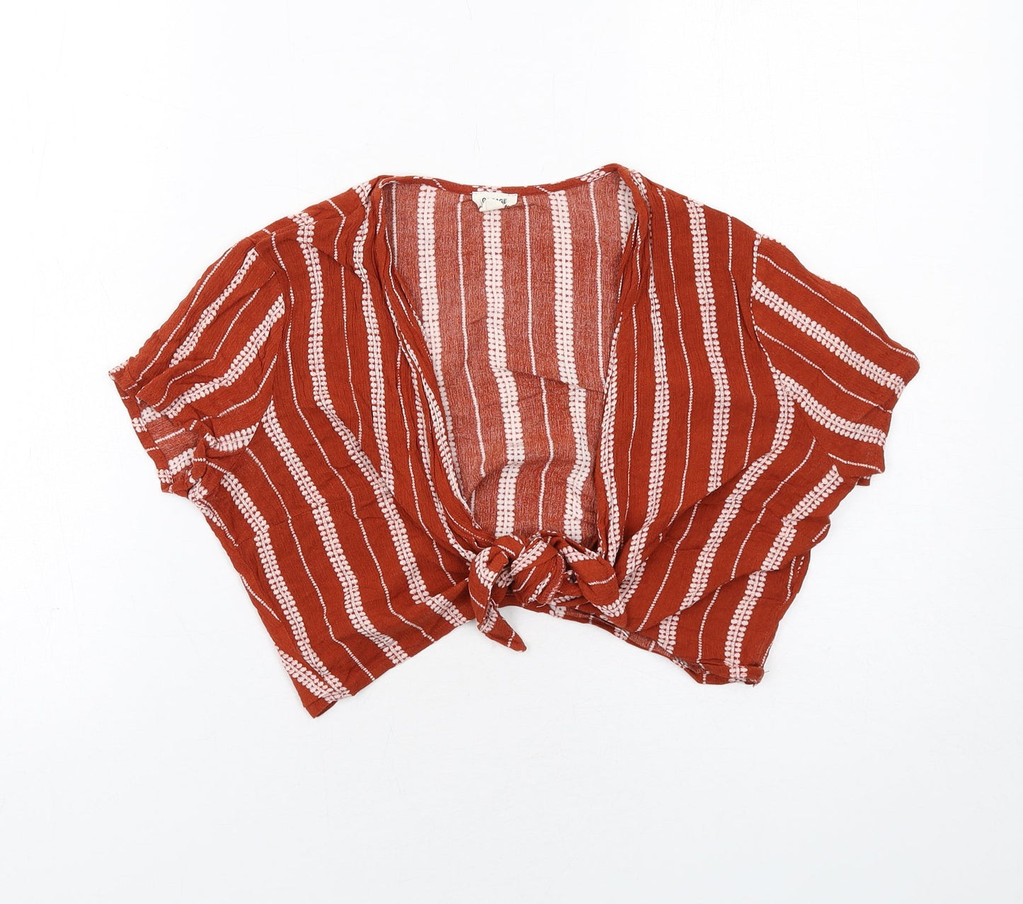 Garage Womens Orange Striped Viscose Wrap Blouse Size S V-Neck