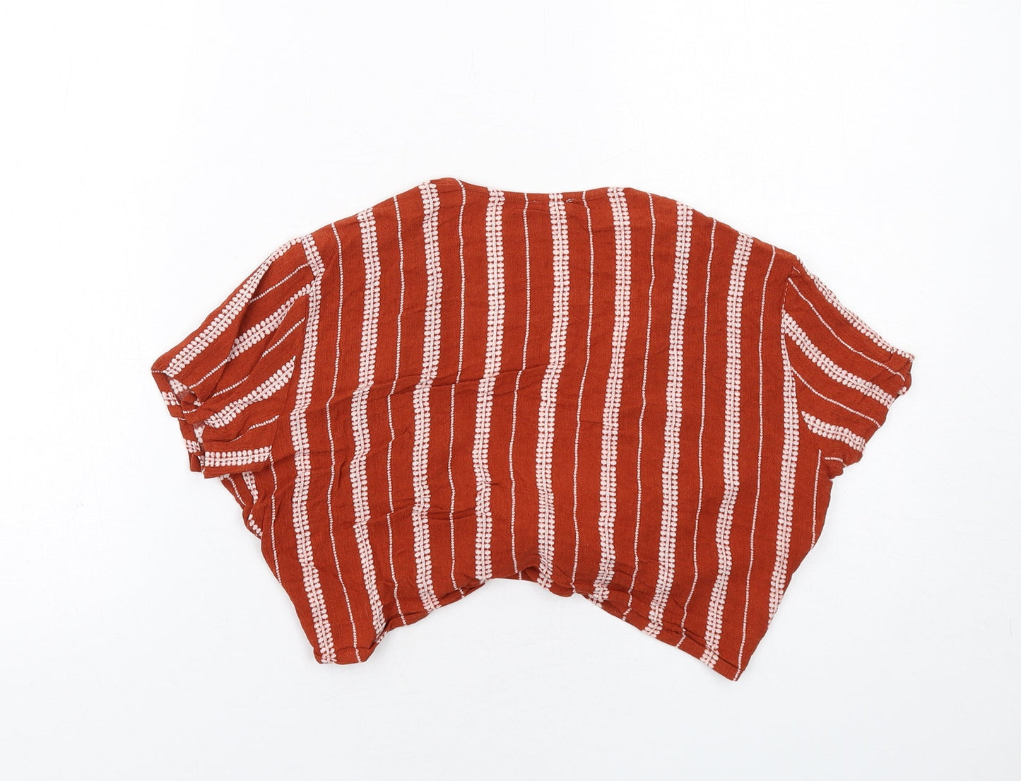 Garage Womens Orange Striped Viscose Wrap Blouse Size S V-Neck