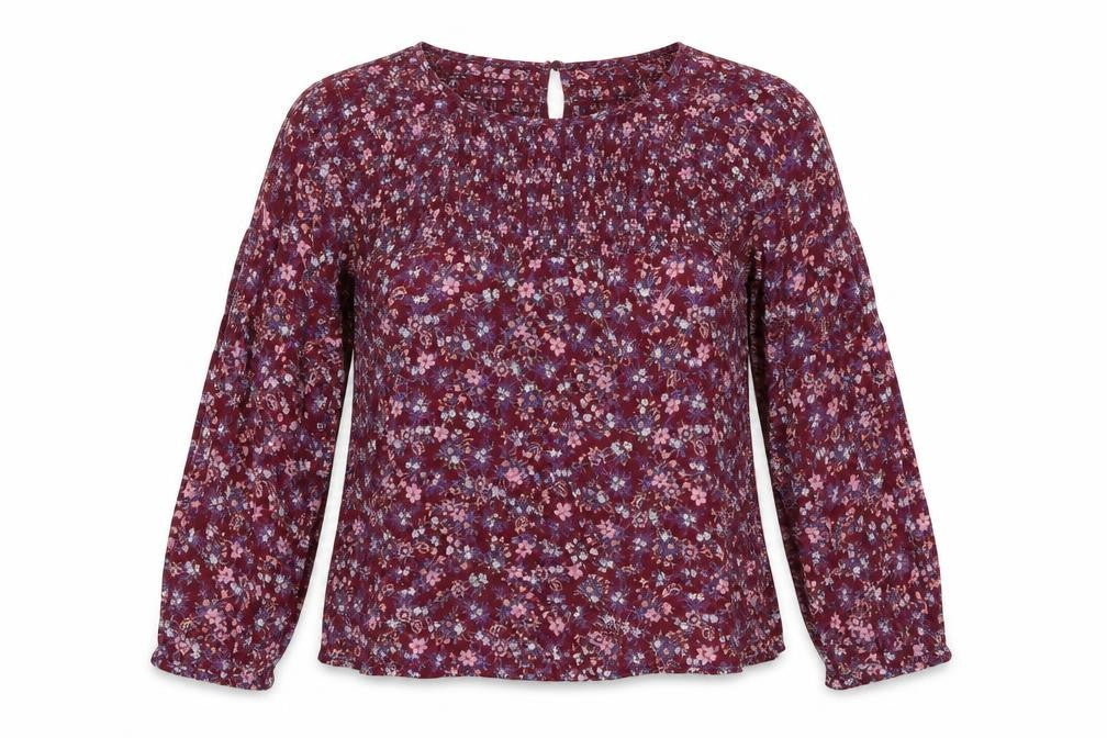 Miss Selfridge Womens Purple Floral Viscose Basic Blouse Size 10 Round Neck
