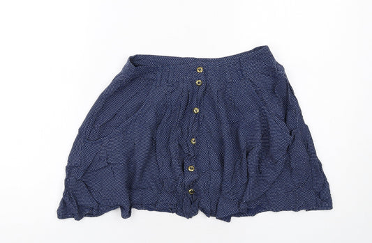 Topshop Womens Black Polka Dot Viscose Mini Skirt Size 8 Button