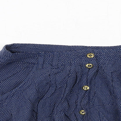 Topshop Womens Black Polka Dot Viscose Mini Skirt Size 8 Button