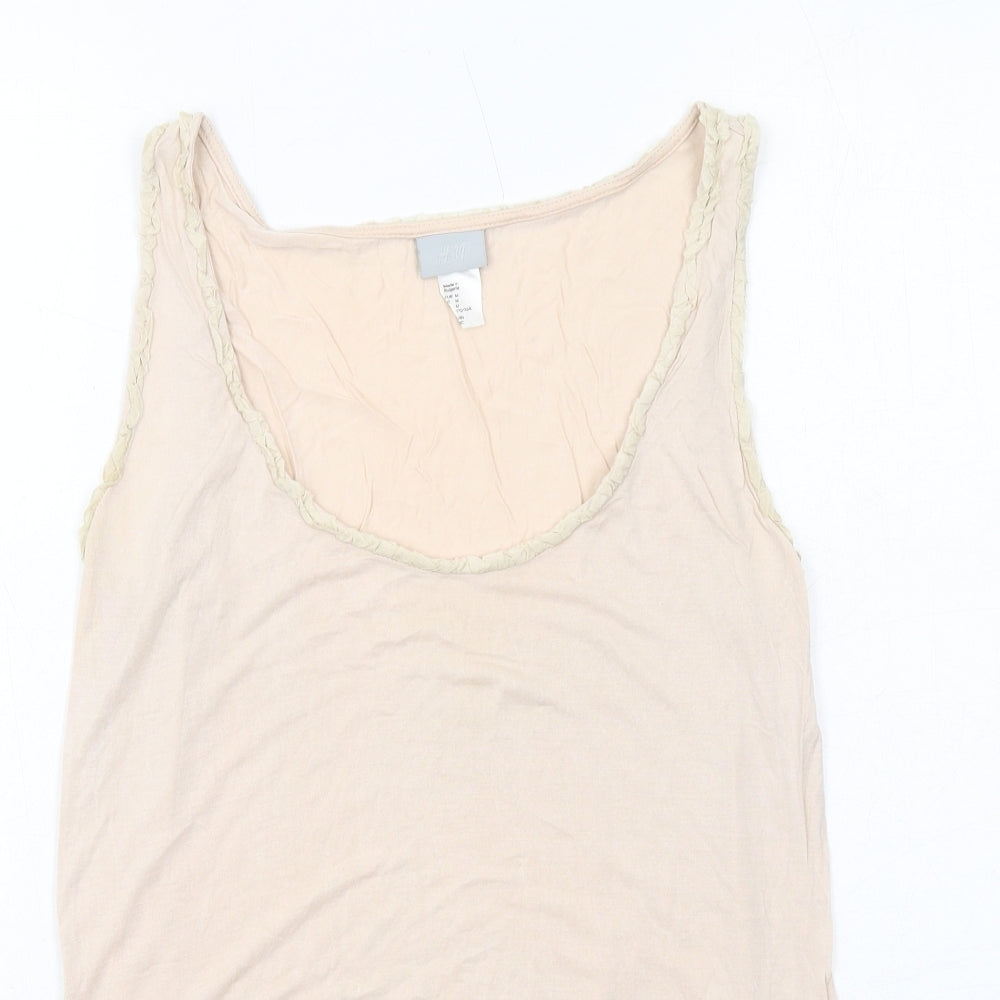 H&M Womens Pink Viscose Basic Tank Size M Round Neck