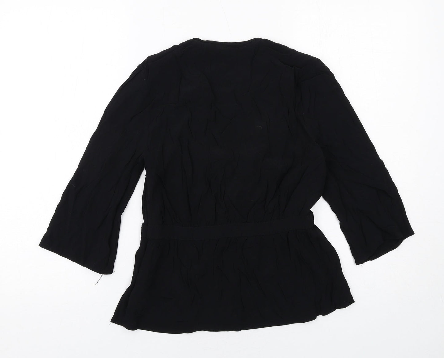 Topshop Womens Black Viscose Basic Blouse Size 10 V-Neck