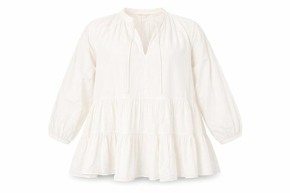 H&M Womens White Cotton Trapeze & Swing Size S V-Neck Pullover