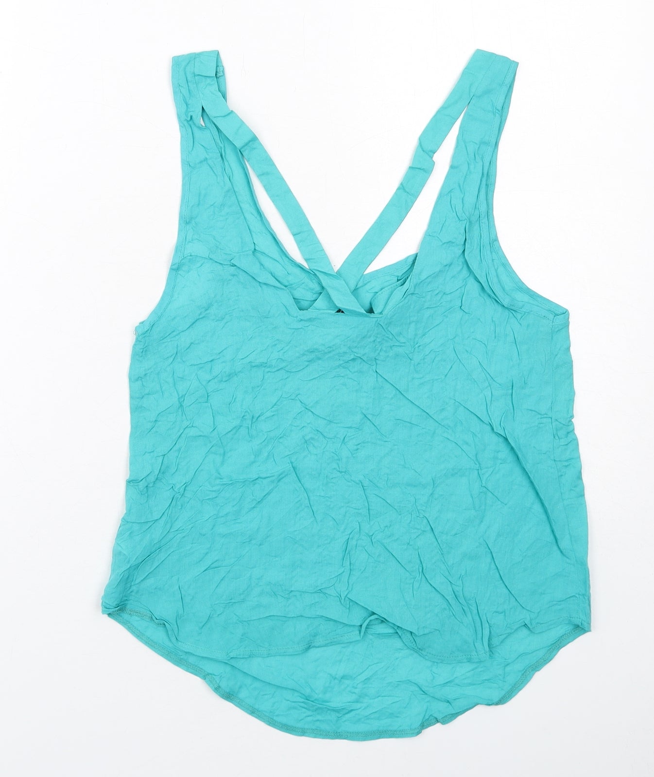 Topshop Womens Blue Viscose Basic Tank Size 8 Round Neck
