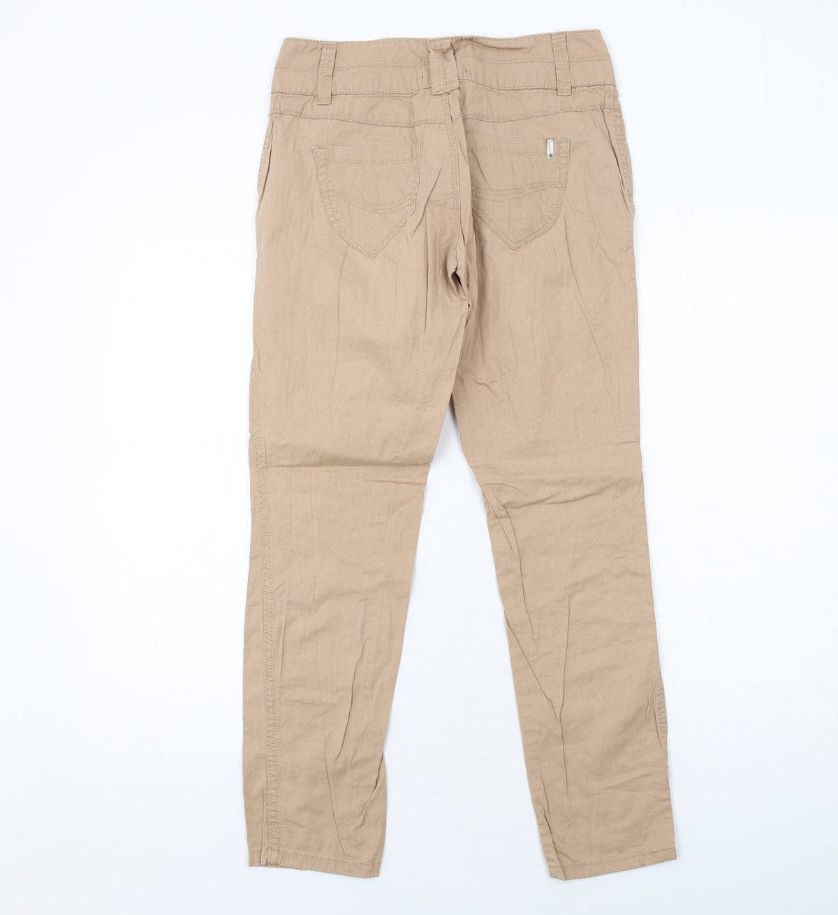 TALLY WEiJL Womens Beige Cotton Trousers Size 8 Regular Zip