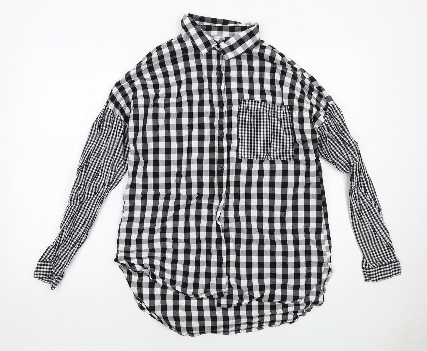 Violet Romance Womens Black Check Cotton Basic Button-Up Size 10 Collared