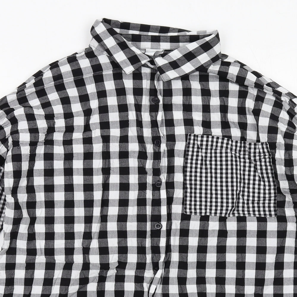 Violet Romance Womens Black Check Cotton Basic Button-Up Size 10 Collared