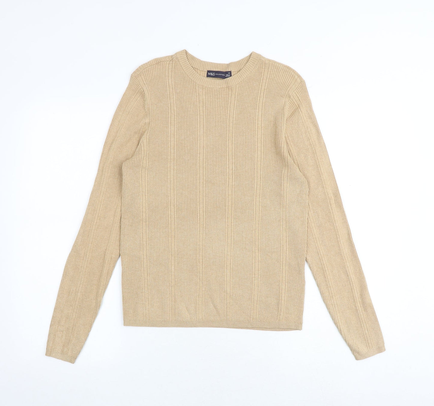 Marks and Spencer Womens Brown Round Neck Viscose Pullover Jumper Size 14