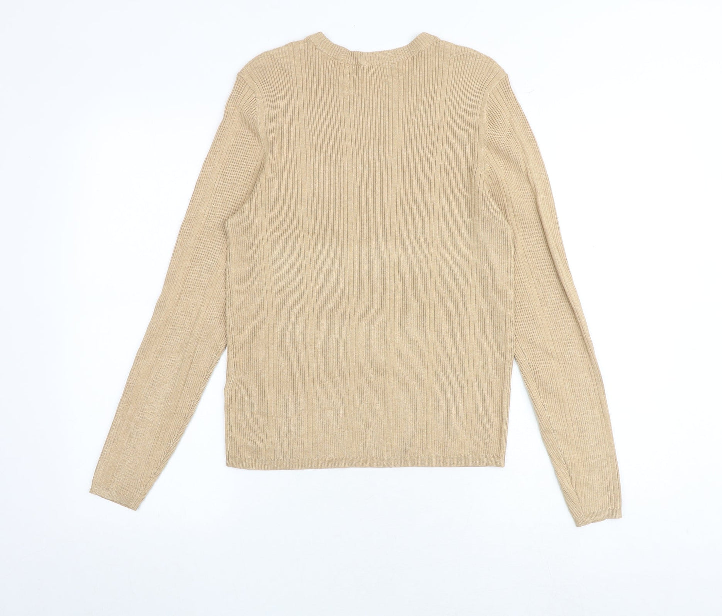 Marks and Spencer Womens Brown Round Neck Viscose Pullover Jumper Size 14