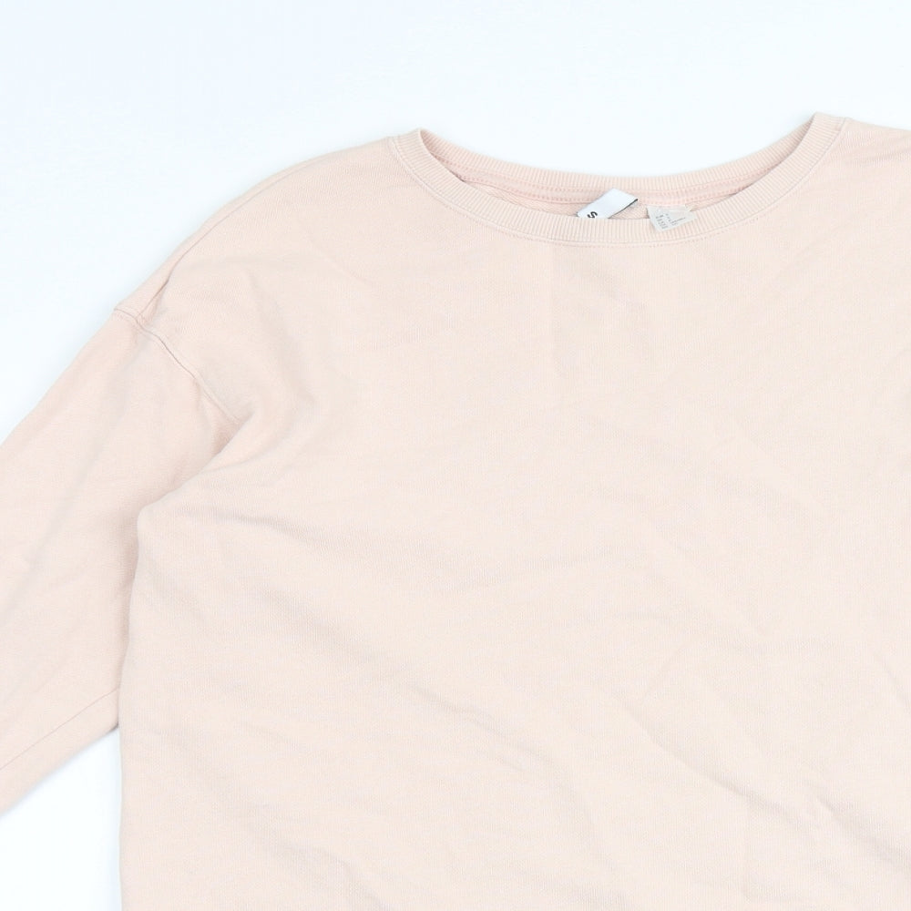 H&M Womens Pink Cotton Jumper Dress Size S Round Neck Pullover