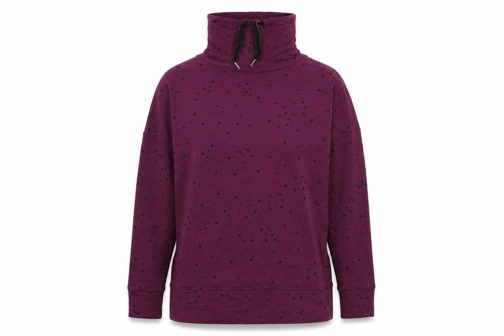 Marks & Spencer Womens Purple Geometric Viscose Pullover Sweatshirt Size 6 Pullover - High Neck Drawstring