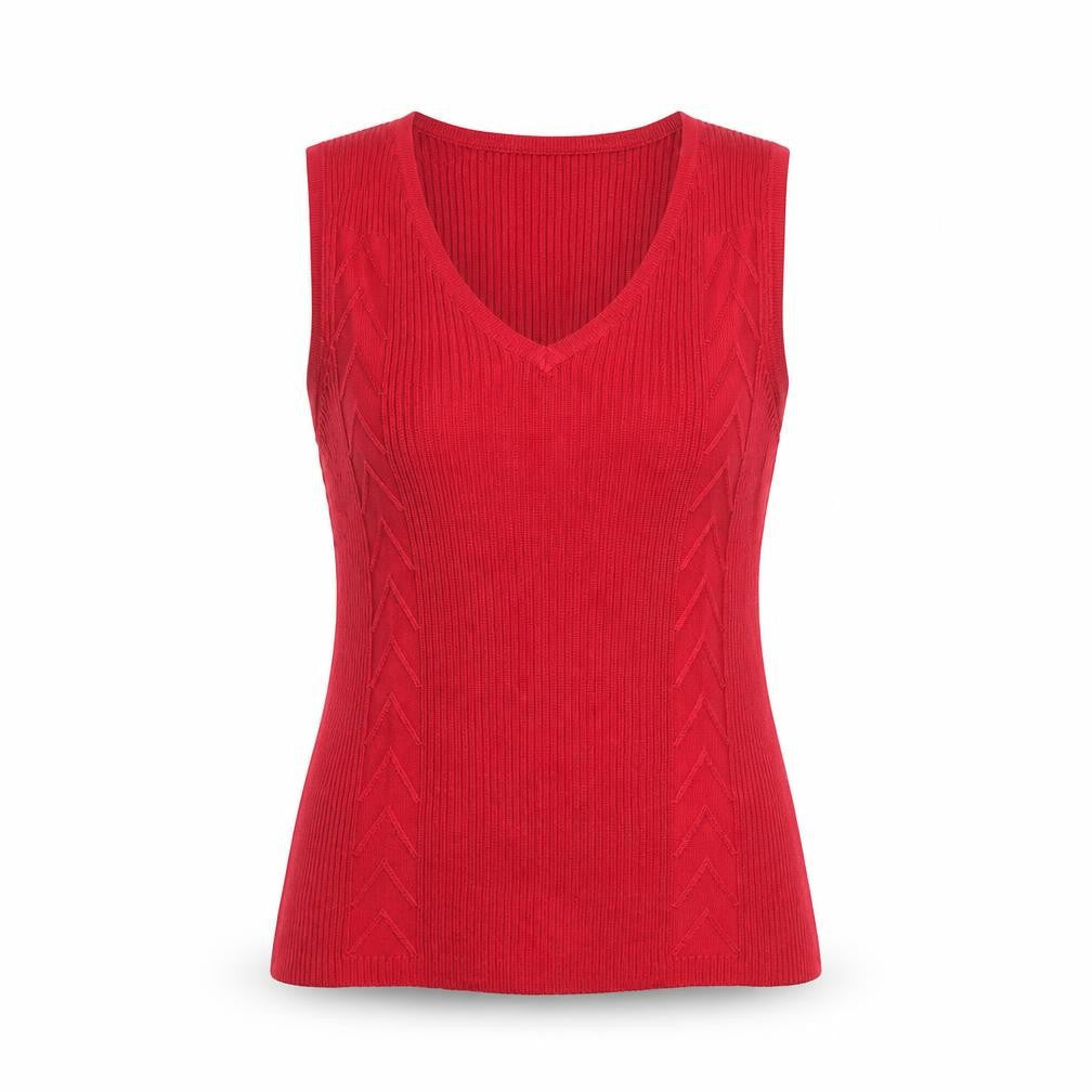 Daniel Hetcher Womens Red Viscose Basic Tank Size M V-Neck