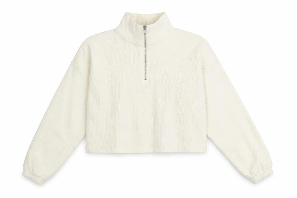 Boohoo Womens White Cotton Pullover Sweatshirt Size 10 Zip
