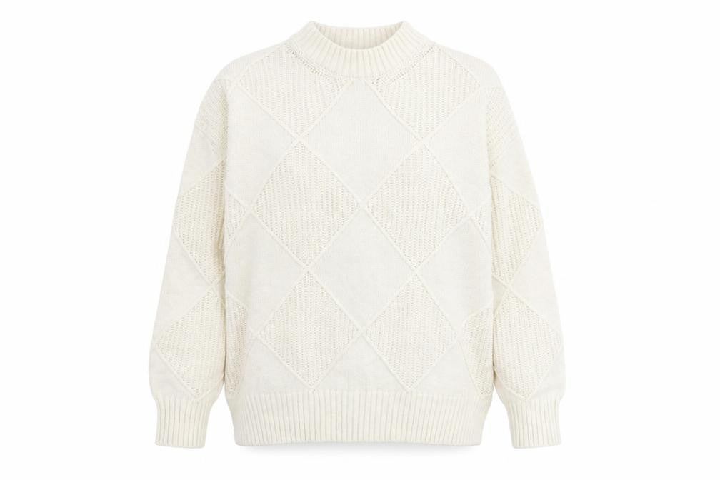 Marks & Spencer Womens Ivory Mock Neck Cotton Pullover Jumper Size M