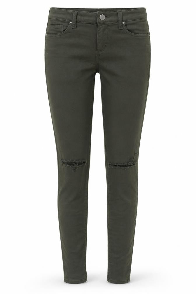 Topshop Womens Green Cotton Skinny Jeans Size 25 in Slim Zip
