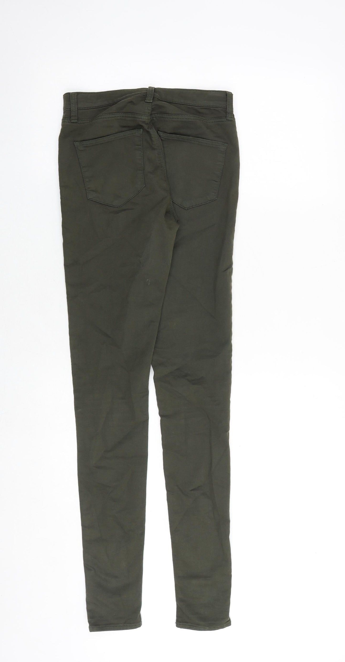 Topshop Womens Green Cotton Skinny Jeans Size 25 in Slim Zip