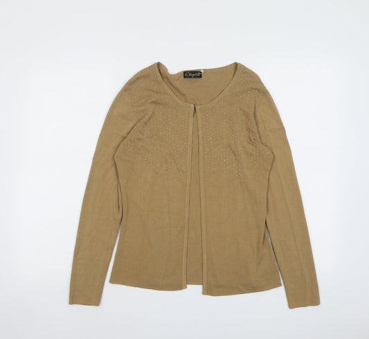 Claudia Womens Beige Round Neck Viscose Cardigan Jumper Size M