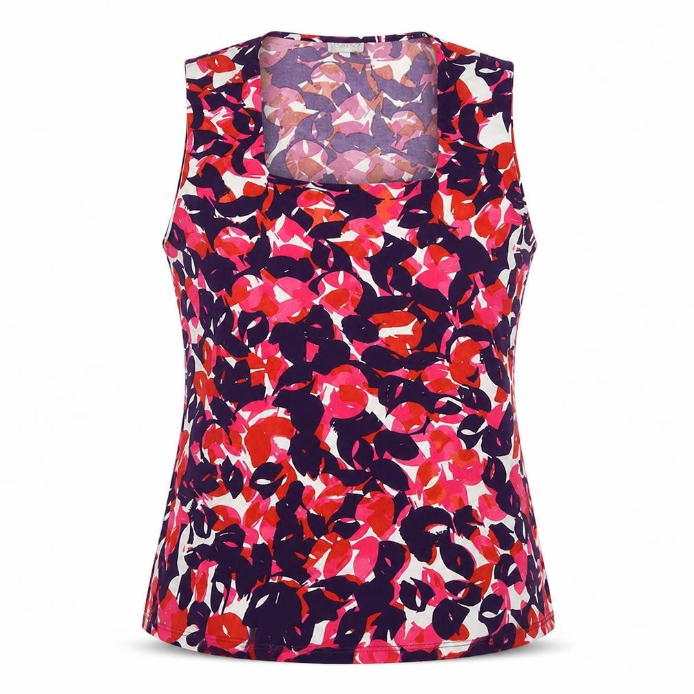 Kaliko Womens Multicoloured Geometric Polyester Basic Tank Size 16 Square Neck