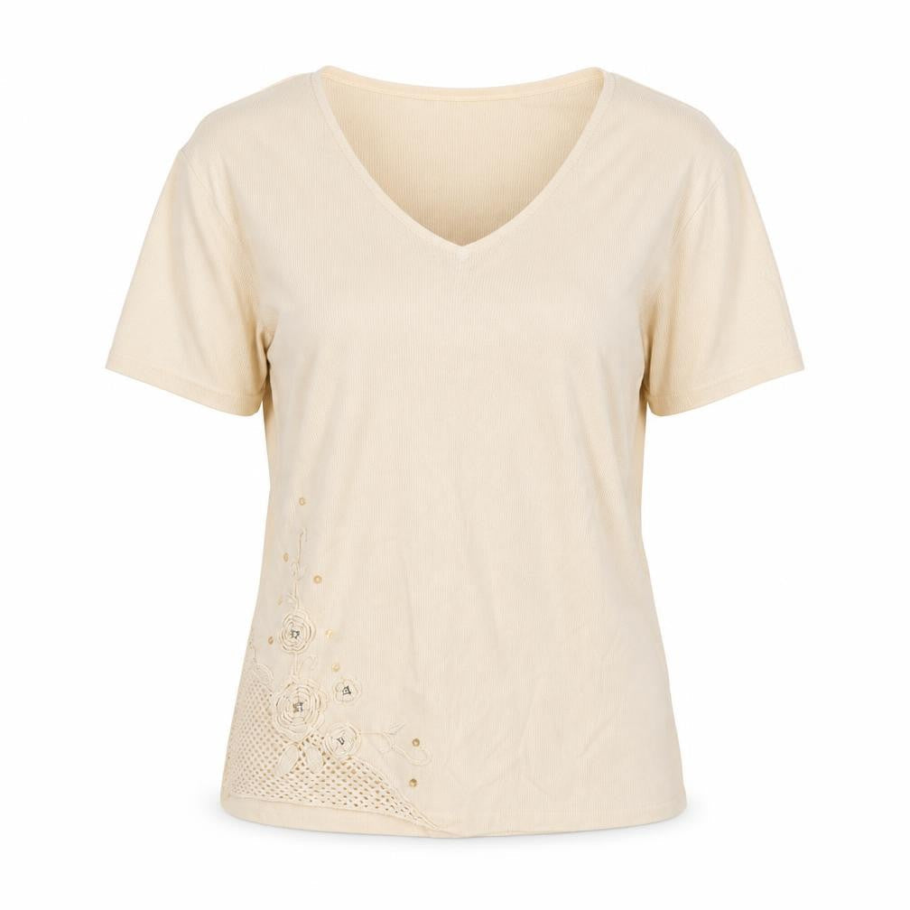 Sky Designs Womens Orange Viscose Basic T-Shirt Size 10 V-Neck
