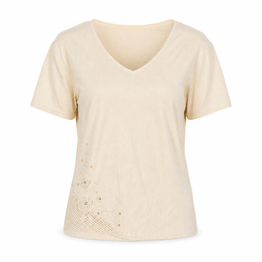 Sky Designs Womens Orange Viscose Basic T-Shirt Size 10 V-Neck