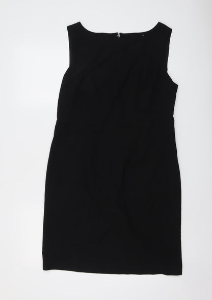 Next Womens Black Polyester A-Line Size 14 Boat Neck Zip
