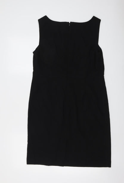 Next Womens Black Polyester A-Line Size 14 Boat Neck Zip