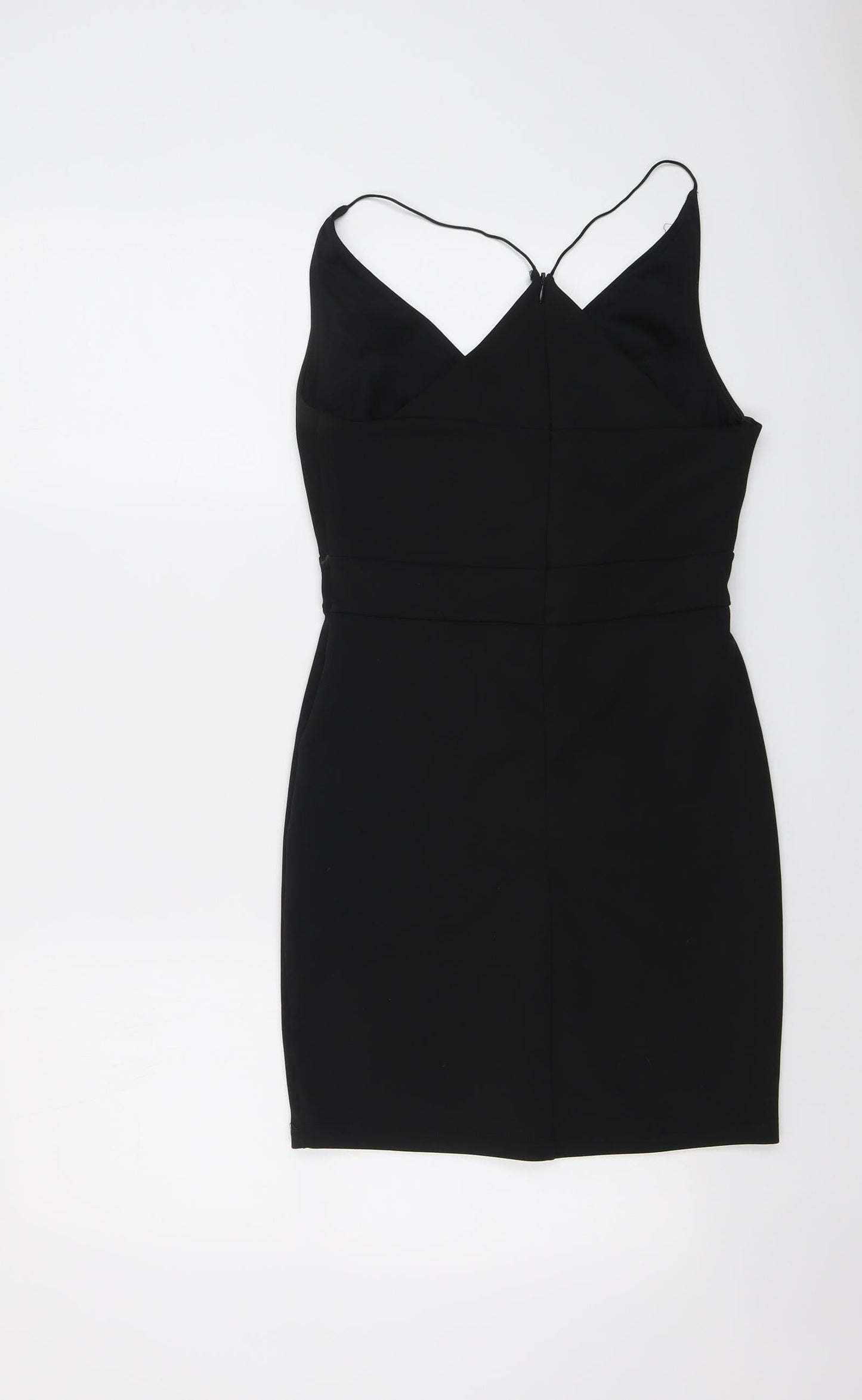 ASOS Womens Black Polyester Bodycon Size 10 V-Neck Zip