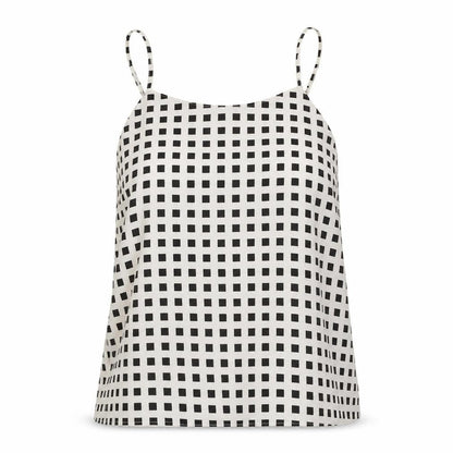 River Island Womens Beige Check Polyester Basic Tank Size 10 Round Neck