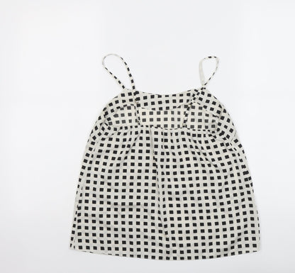River Island Womens Beige Check Polyester Basic Tank Size 10 Round Neck