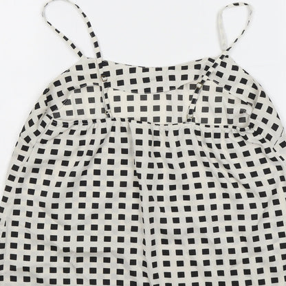 River Island Womens Beige Check Polyester Basic Tank Size 10 Round Neck
