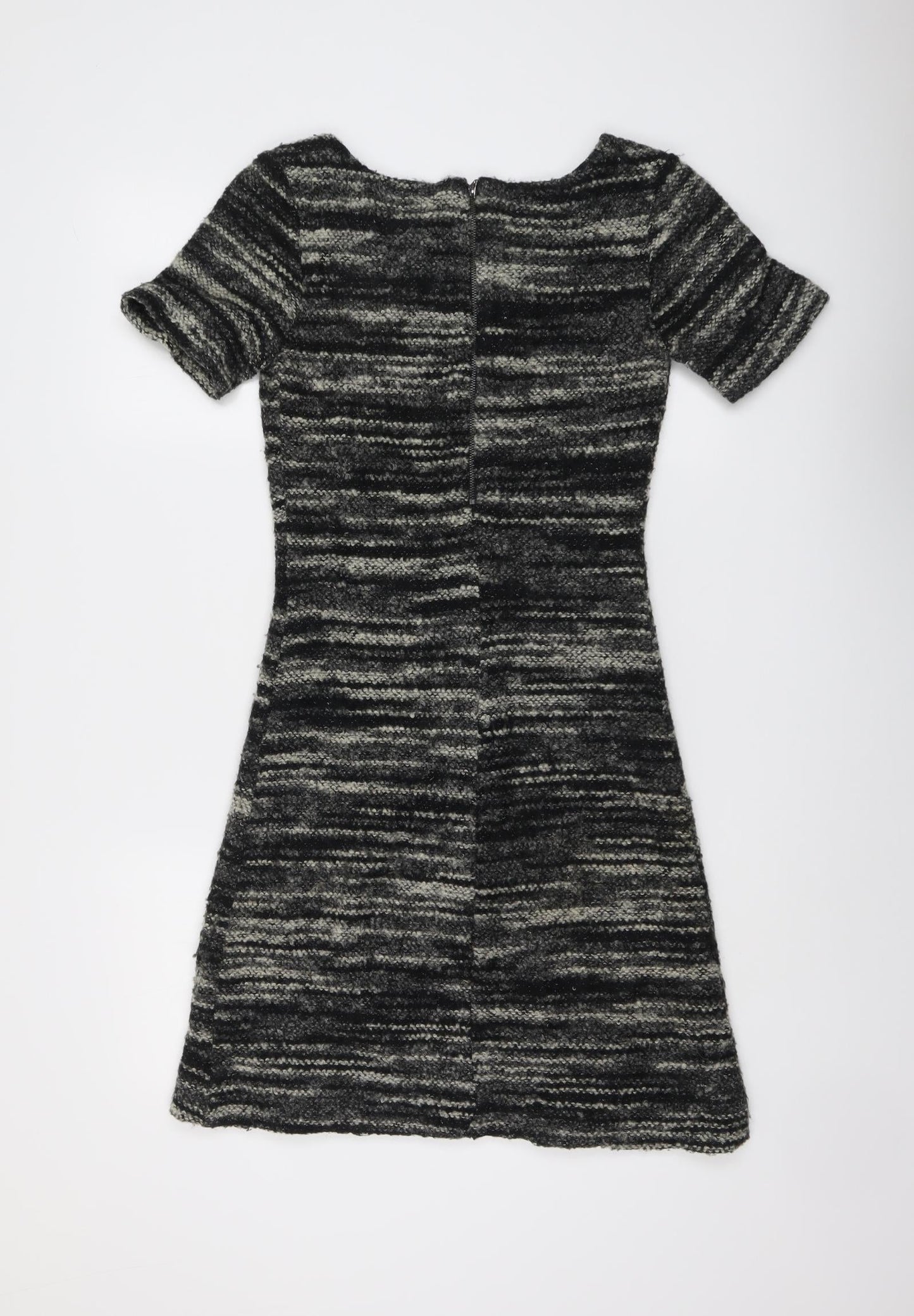 Phase Eight Womens Black Acrylic A-Line Size 8 Round Neck Zip